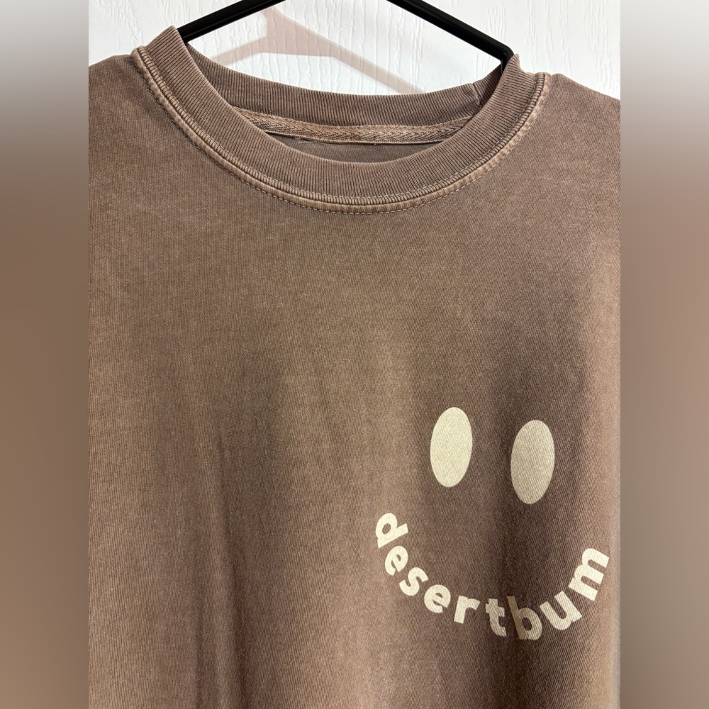 Uptown Hippie Desert Bum Smile Cotton Soft Long Sleeve Brown Top Size Medium - Picture 2 of 8